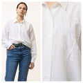 80s Vintage Floral Embroidered Cotton Shirt 4885/ Vintage White Relaxed Woman Blouse/ Vintage Woman Clothing/ Vintage Woman Blouses