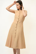 Vintage Ralph Lauren Beige Linen Pencil Midi A Line Midi Length Dress size XS Small/ Vintage Linen Midi Dress/