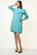 60s Kelly Blue Long Sleeve Mini Dress|Vintage VTG| Bust 36