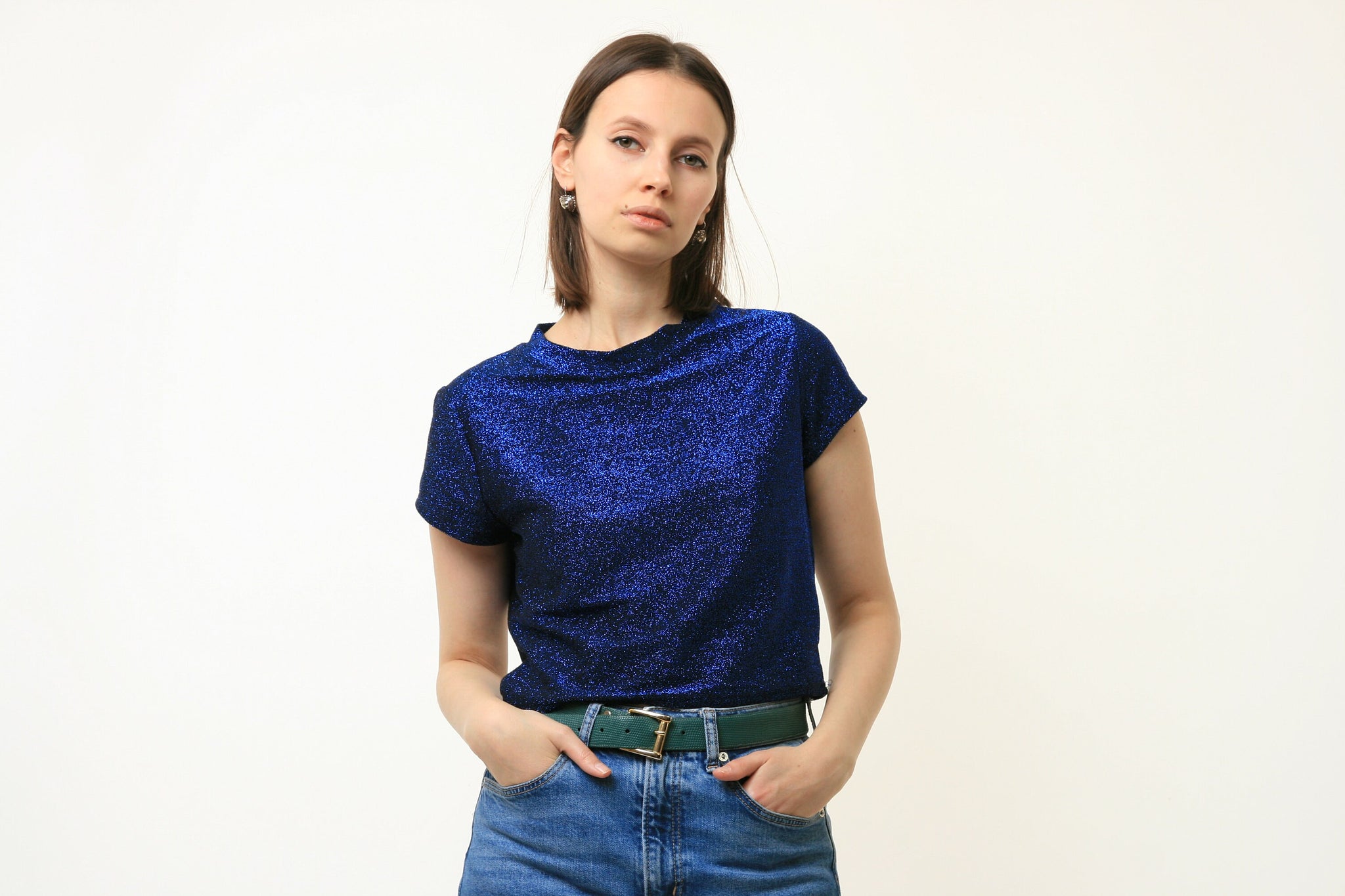 80s Vintage Woman Sparkle Short Sleeve Top size S M/ Vintage Woman Clothing/ Vintage Woman Tops/ Vintage Woman Jumpers/ 4796