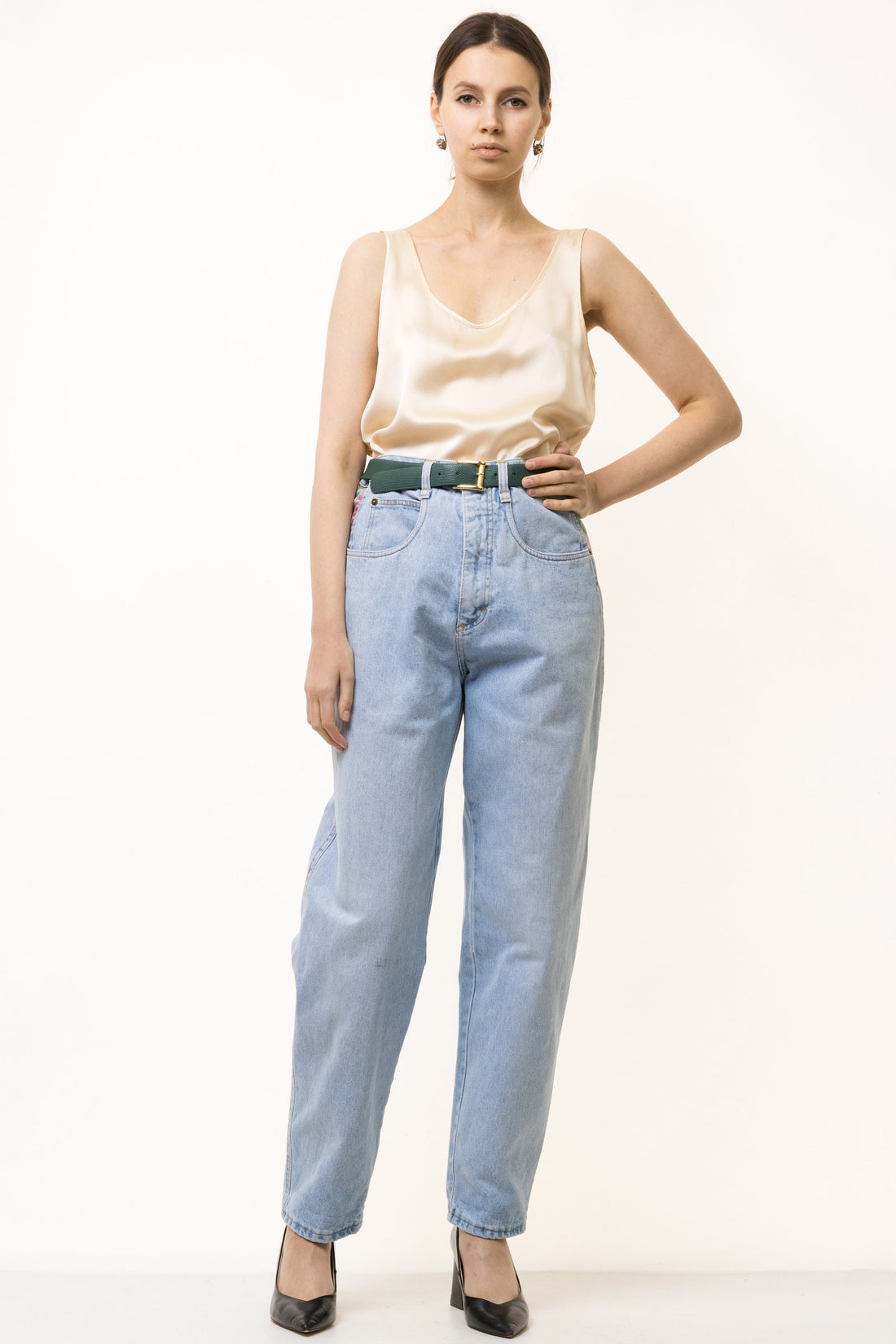 90s Vintage Woman Light Blue MOMs Denim High Waisted Denim Straight Jeans Pants Trousers 4840 Size M Girlfriend Gift/ Vintage Jeans