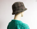 70s Vintage Woman Retro Hat size S Small 4845/ Retro Woman Bucket Wool Hat/ Vintage Woman Checked Hat size S Small/ wool Hat, Church Hat