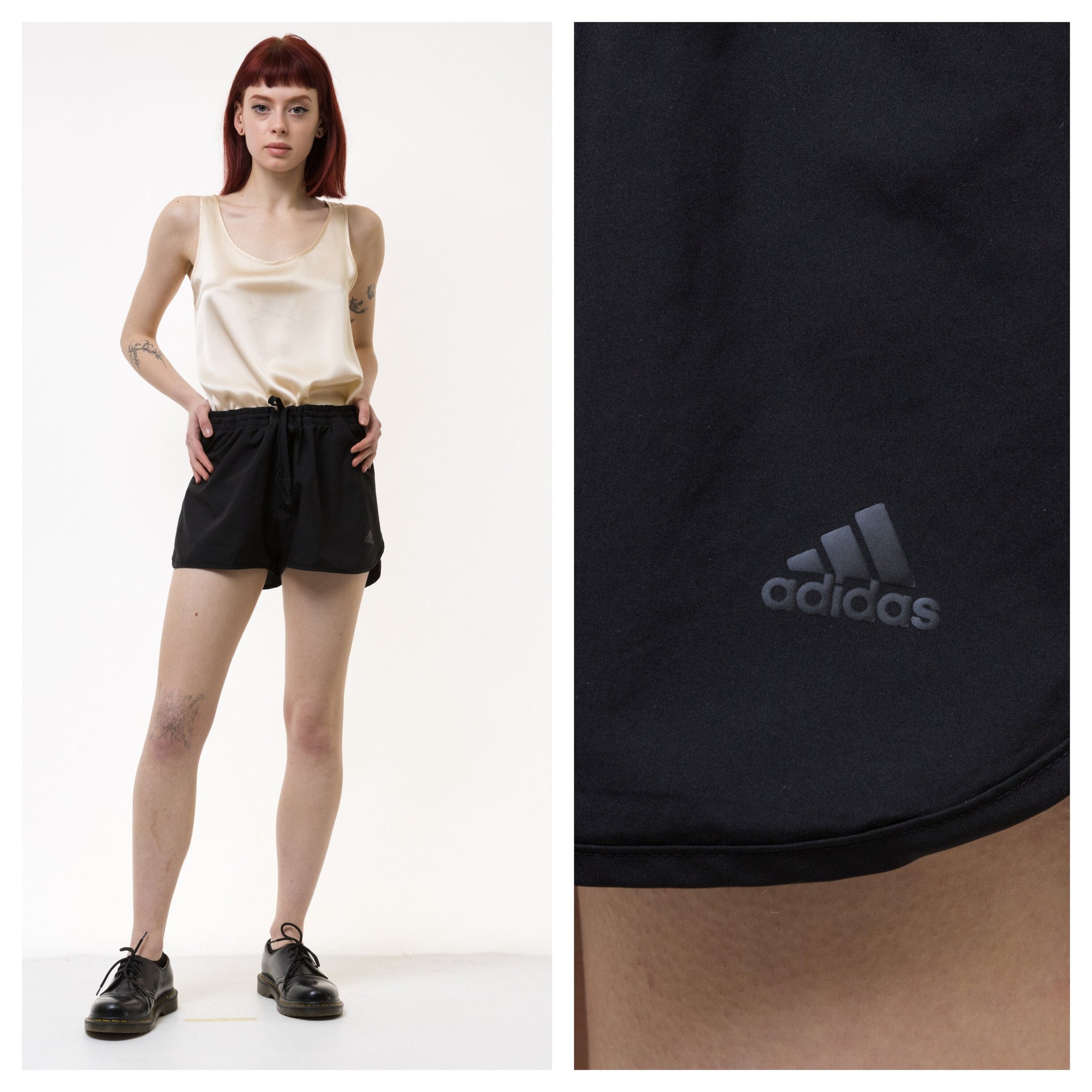 Adidas Sports Logo Track Shorts - Women's Medium, Men's Small, 27"-30" | Vintage High Waisted Black Sports Running Shorts