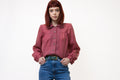 Dark Pink Women Blouse transparent women vintage 80s light shirt casual blouse women retro clothing gift idea size medium 4973