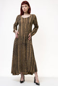 80s Vintage Woman Midi Long Robe Style Dress size Small 5020 Vintage Woman Bohemian Midi Striped Pattern Dress size S Small