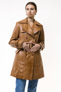 70s Vintage Vtg Rare Leather Lined Leather Lined Heavy Trench Outwear Spring Coat 5055 Vintage Ocher Leather Trench Coat Medium