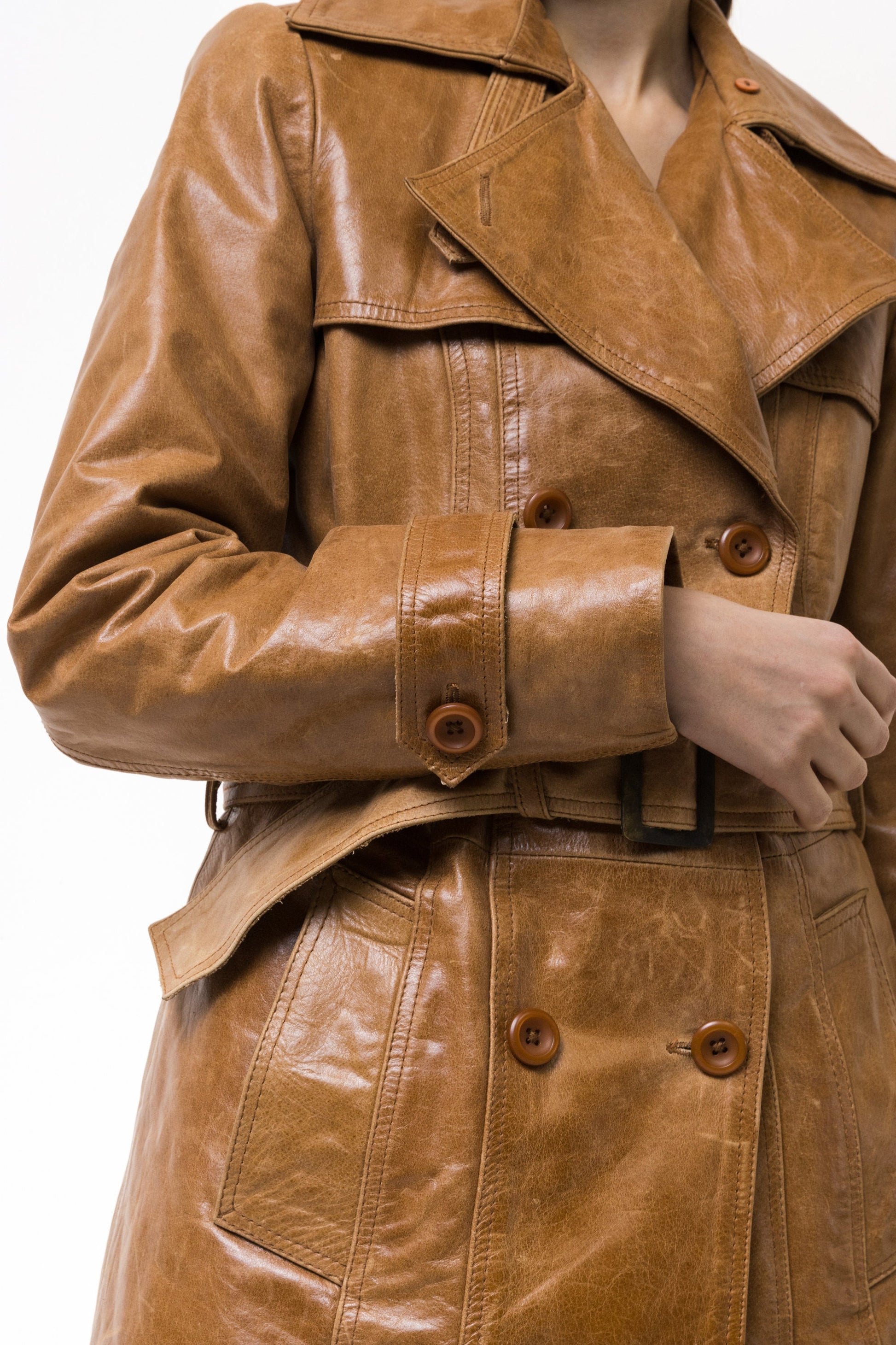 70s Vintage Vtg Rare Leather Lined Leather Lined Heavy Trench Outwear Spring Coat 5055 Vintage Ocher Leather Trench Coat Medium