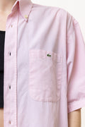 Lacoste Vintage 90s Short Sleeve Shirt - Size 40/ Vintage Woman Summer Lacoste Pink Shirt Summer Regular Fit