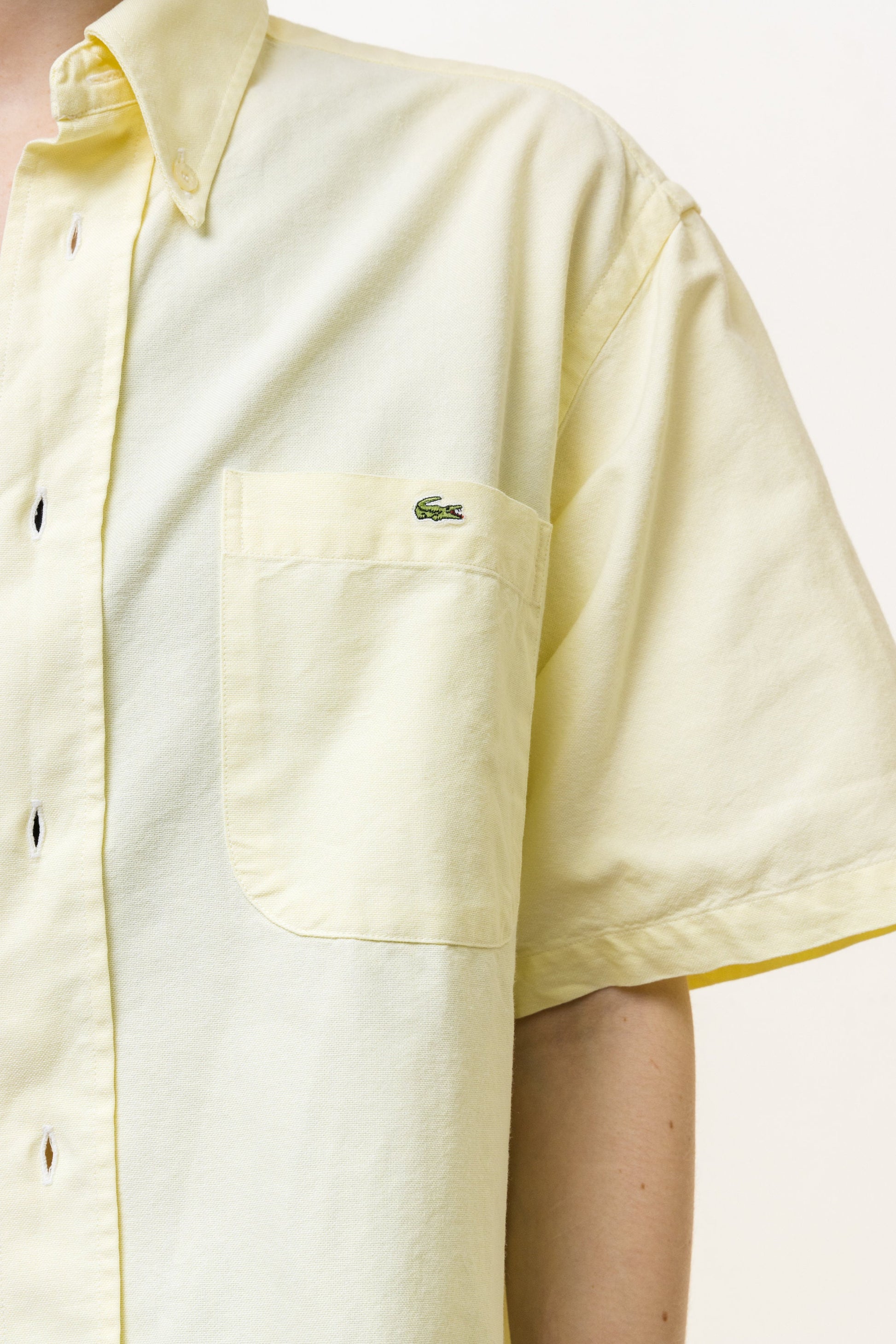 Lacoste Vintage 90s Short Sleeve Shirt - Size 40/ Vintage Woman Summer Lacoste Yellow Shirt Summer Regular Fit