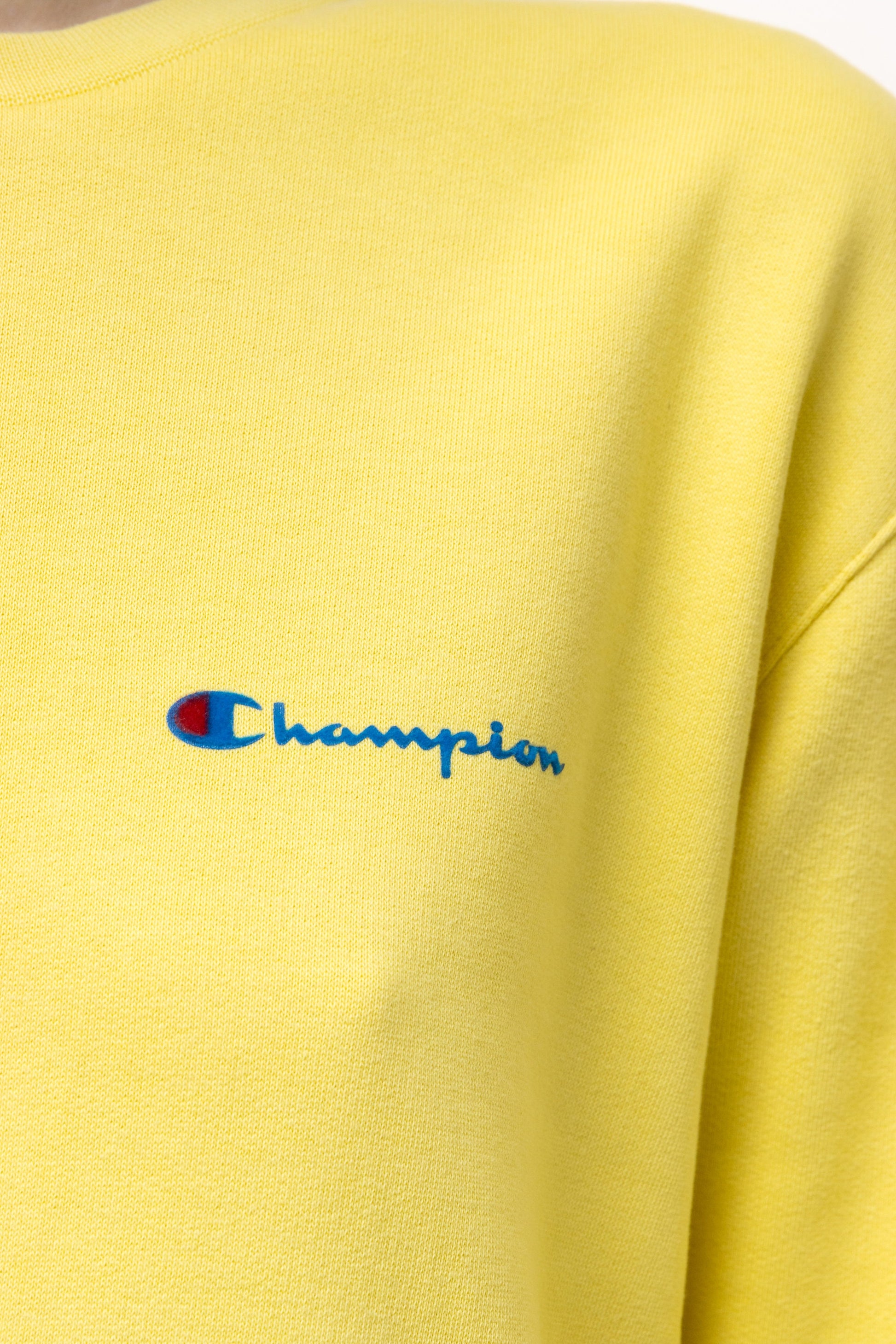 Vintage 90's Champion Small Logo Sweatshirt Plain Sportswear Jumper Cahmpion Pullover Crewneck Sweater Yellow Size Small