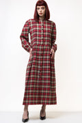 70s Vintage Woman Midi Long Robe Style Dress size Medium Vintage Woman Bohemian Midi Checked Pattern Dress size Medium