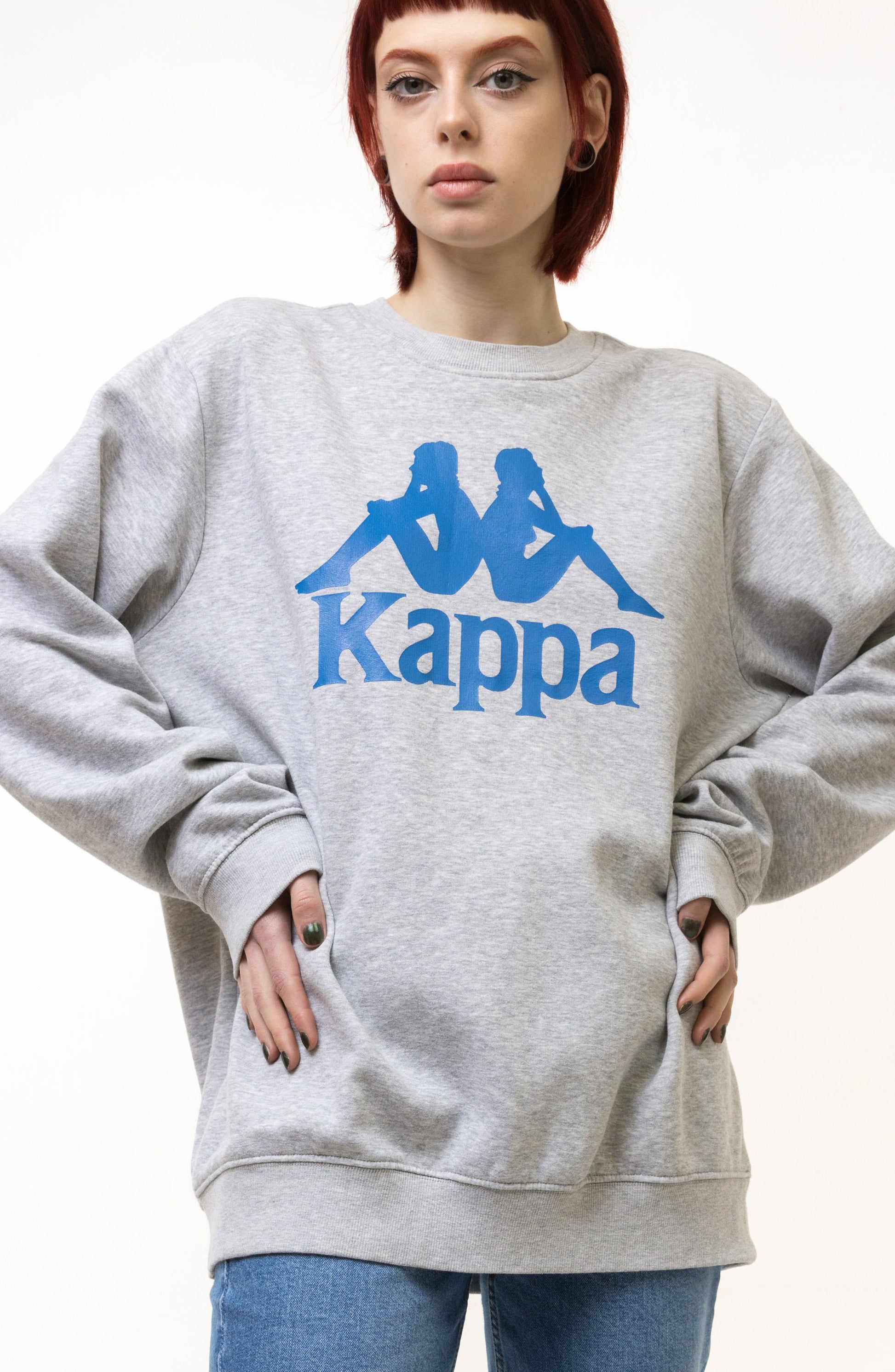 Vintage 90's KAPPA BIG Logo Sweatshirt Plain Sportswear Jumper Pullover Crewneck Sweater Beige Size Large