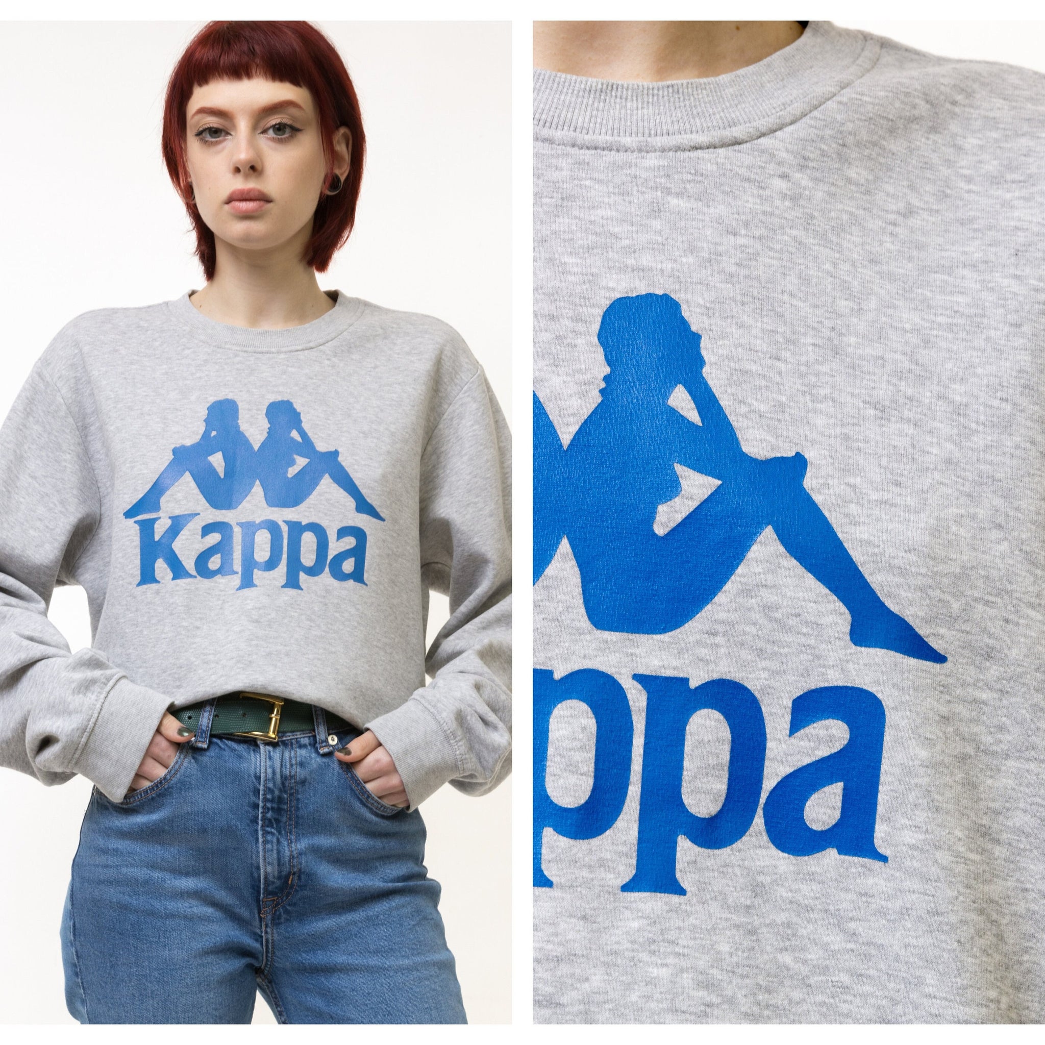 Vintage 90's KAPPA BIG Logo Sweatshirt Plain Sportswear Jumper Pullover Crewneck Sweater Beige Size Large