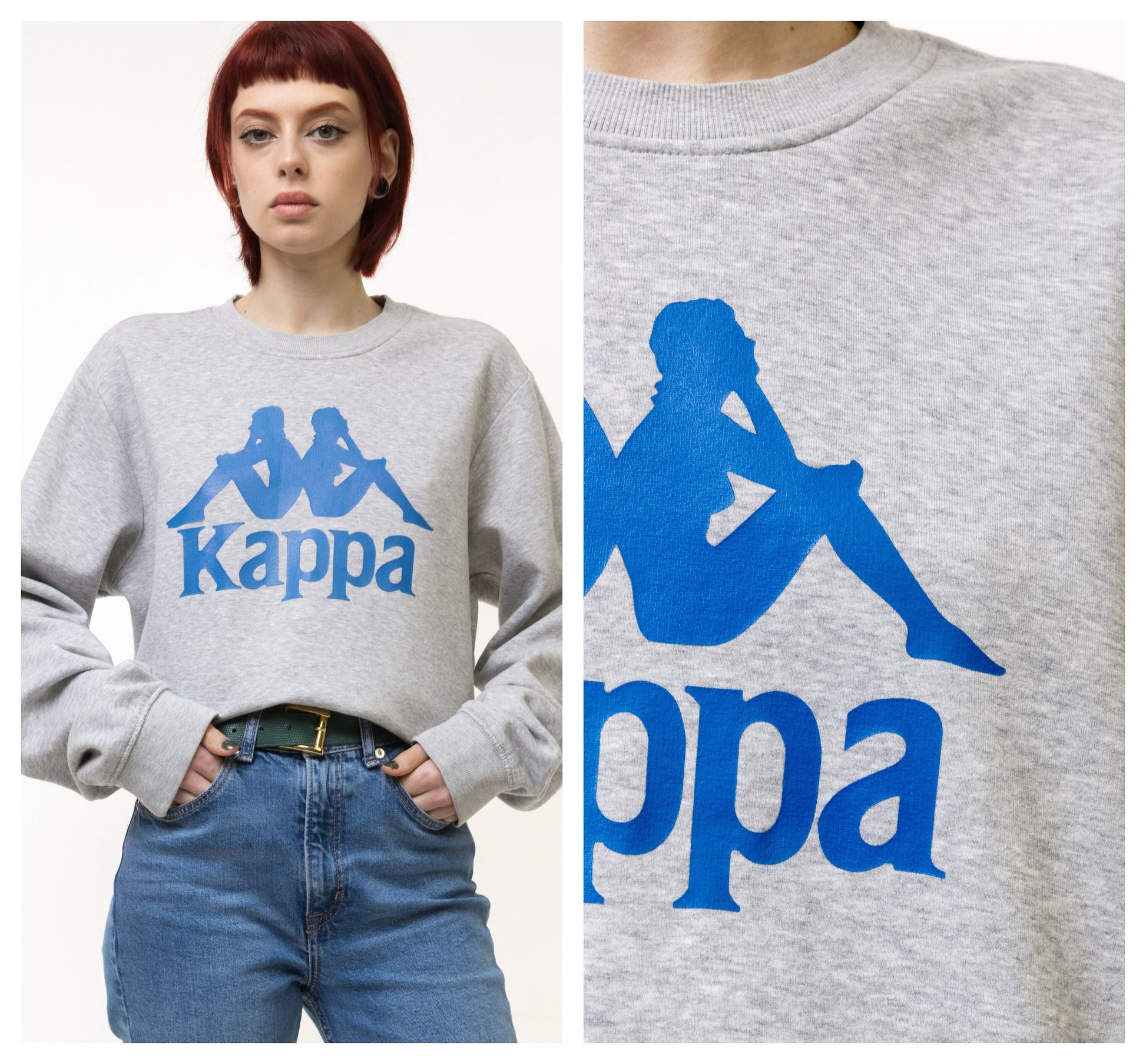 Vintage 90's KAPPA BIG Logo Sweatshirt Plain Sportswear Jumper Pullover Crewneck Sweater Beige Size Large