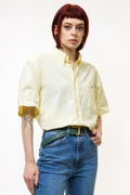 Lacoste Vintage 90s Short Sleeve Shirt - Size 40/ Vintage Woman Summer Lacoste Yellow Shirt Summer Regular Fit