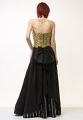 Black Evening Dress 80s Vera Mont Open Max Golden and Black Floor Prom Dress with a Bow size Small