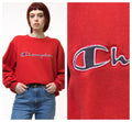 Vintage 90's Champion Big Logo Sweatshirt Plain Sportswear Jumper Cahmpion Pullover Crewneck Sweater Red Size Large