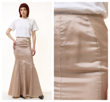 80s Vintage Woman Beige A Line Midi Skirt size Small/ Vintage Woman Maxi Long Skirt/ Vintage Woman Midi Skirt/ Vintage Clothing