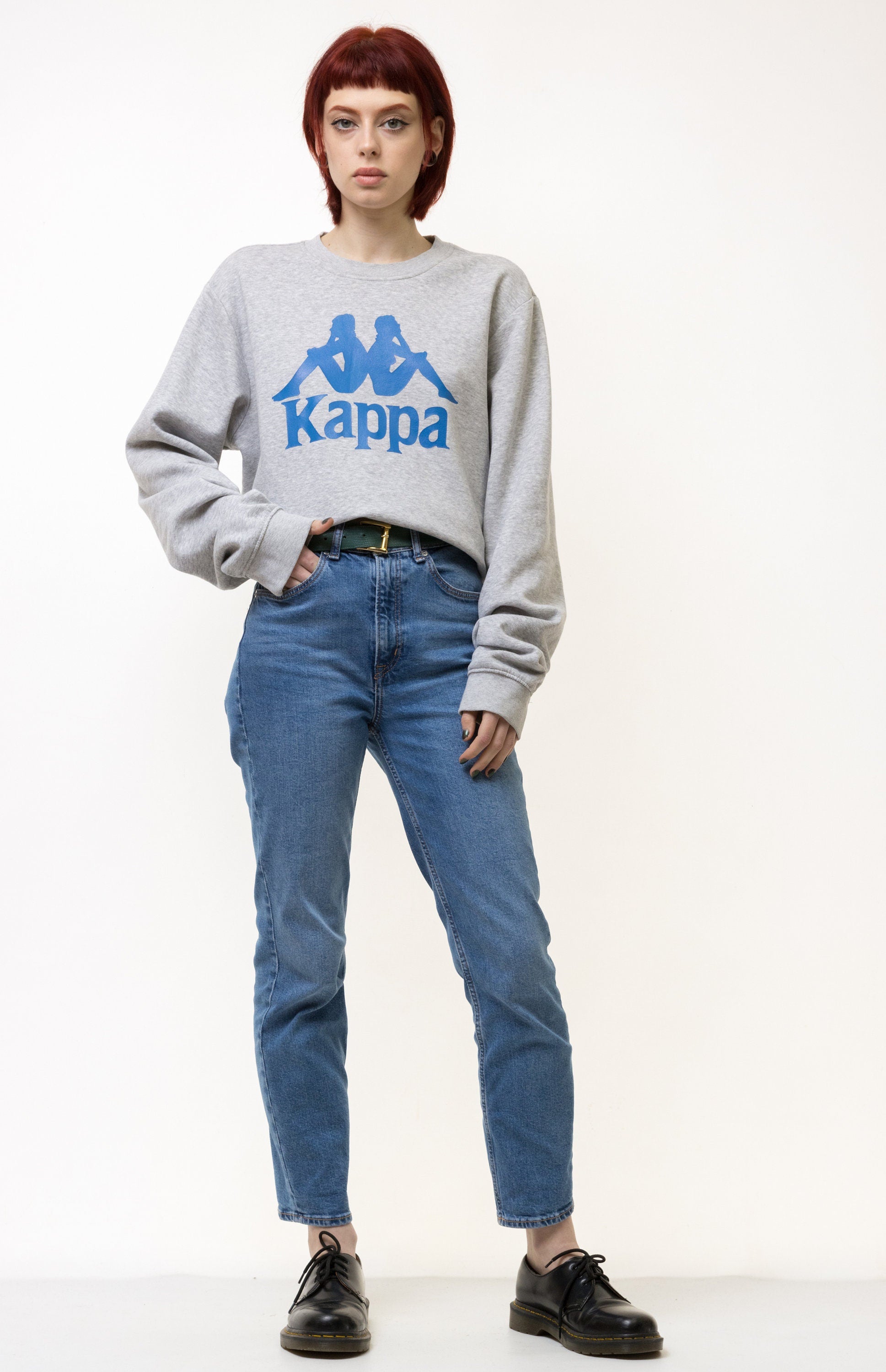 Vintage 90's KAPPA BIG Logo Sweatshirt Plain Sportswear Jumper Pullover Crewneck Sweater Beige Size Large