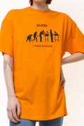 90s Vintage I Have Envolved Orange T Shirt - Men's L, Women's L | Vintage Orange Graphic Print Tee