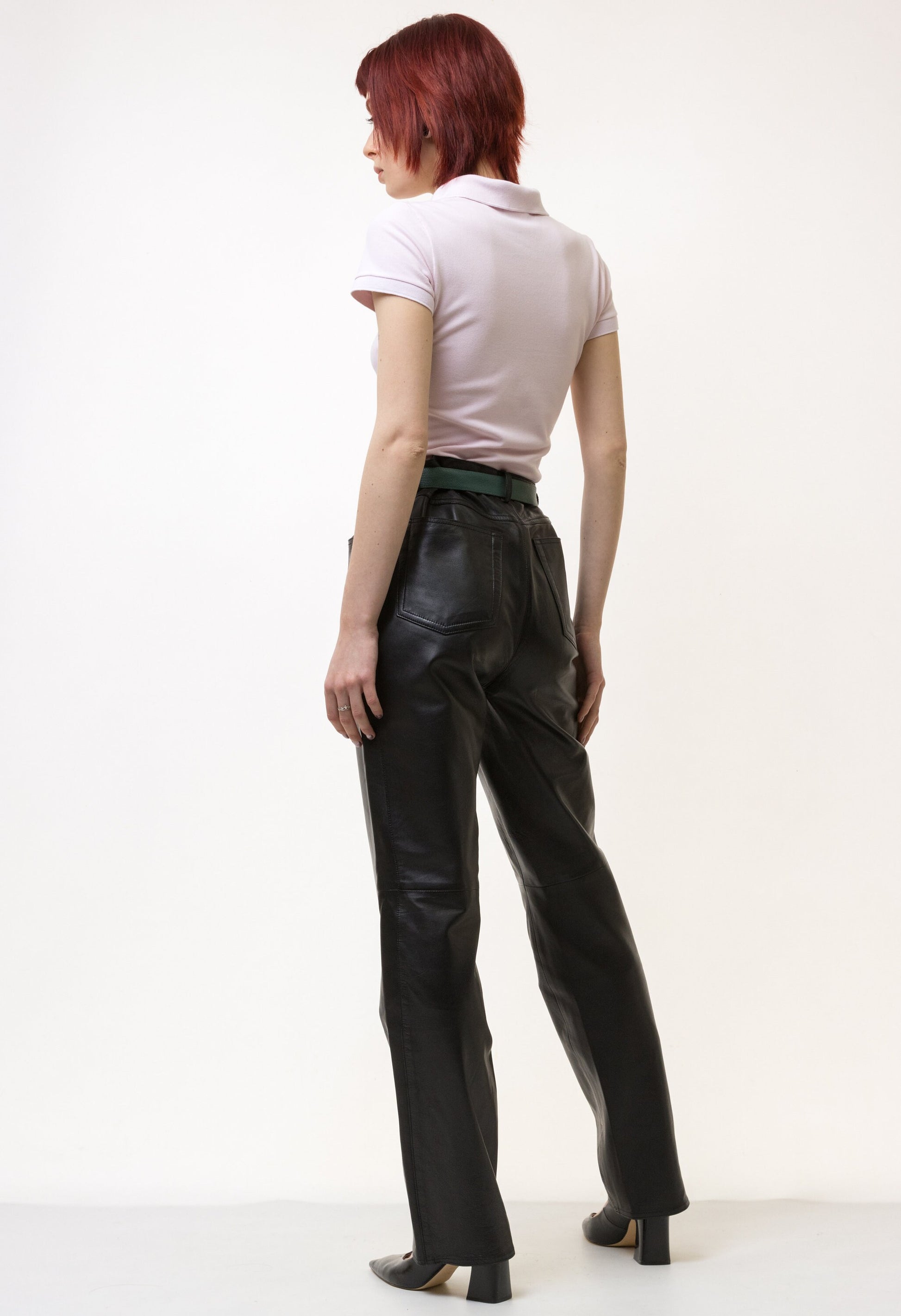 80s Vintage High Waisted Leather Woman Pants size 38 / Vintage woman leather trousers/ vintage woman clothing/ vintage woman