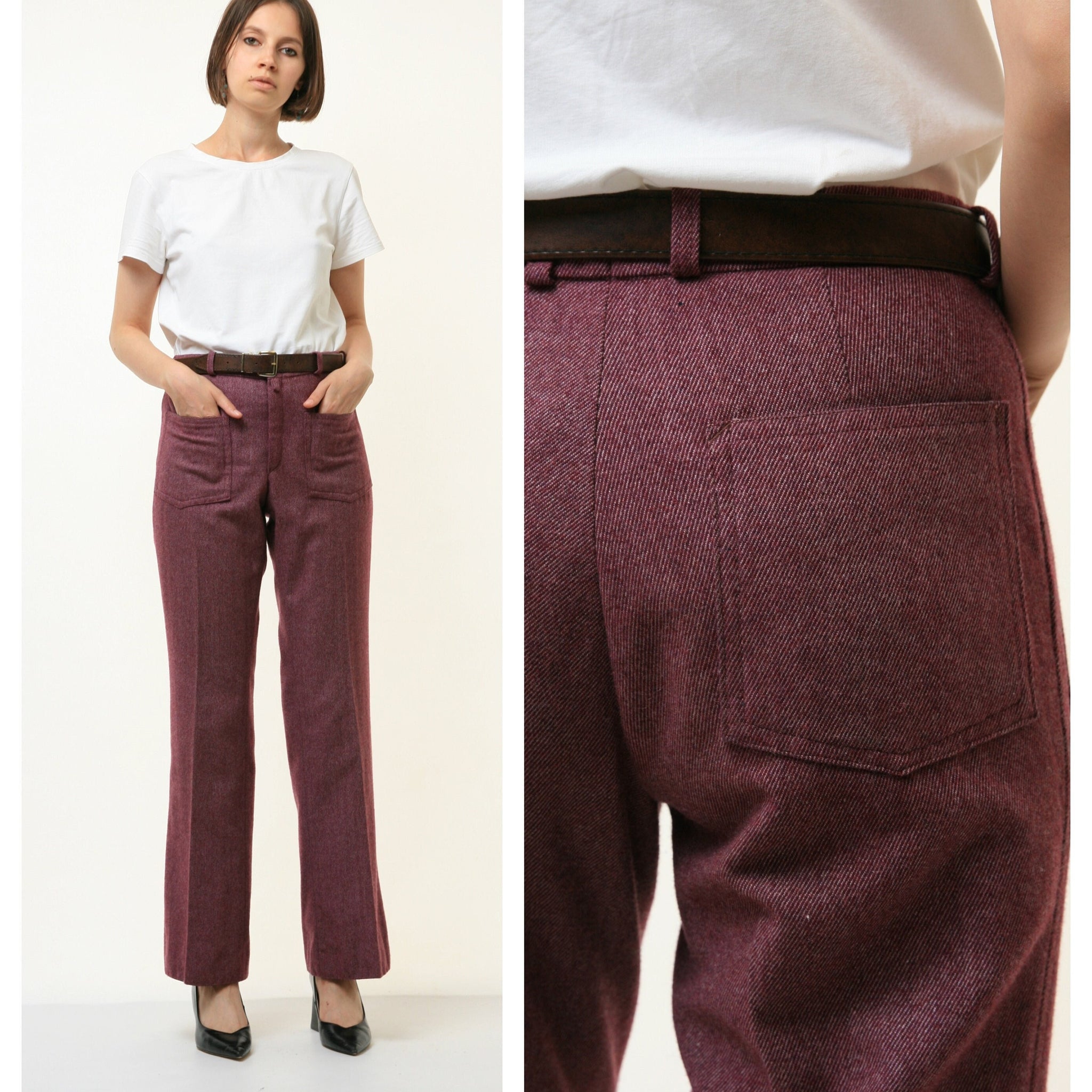 70s Vintage Workwear High Waisted Woman Fall Cotton High Waisted Moms Trousers 4389 Girlfirend Gift Size Small/ Vintage Woman Clothing