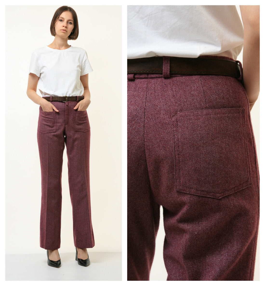 70s Vintage Workwear High Waisted Woman Fall Cotton High Waisted Moms Trousers 4389 Girlfirend Gift Size Small/ Vintage Woman Clothing