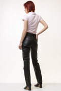 80s Vintage High Waisted Leather Woman Pants size S M/ Vintage woman leather trousers/ vintage woman clothing/ vintage woman