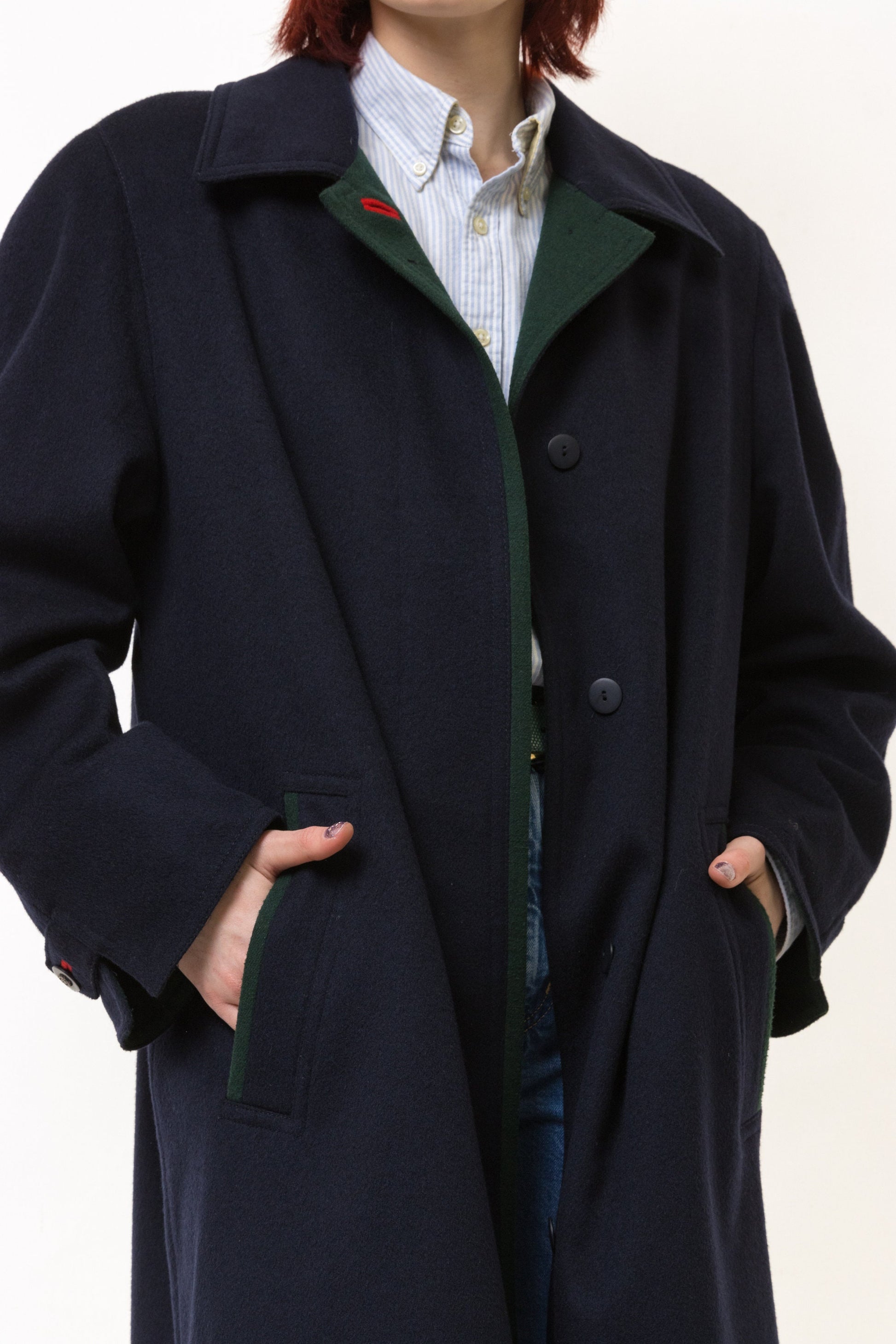 70s Woman LODEN Lambswool Navy Coat Women Vintage 70s fall coat long wool coat outerwear maxi winter coat vintage clothing size Medium