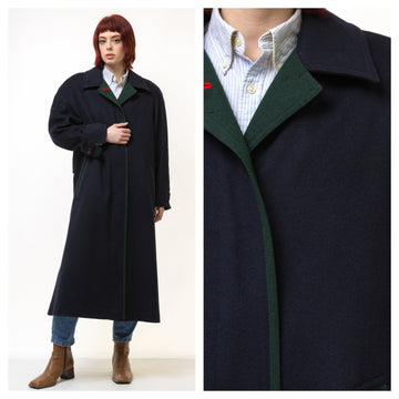 70s Woman LODEN Lambswool Navy Coat Women Vintage 70s fall coat long wool coat outerwear maxi winter coat vintage clothing size Medium