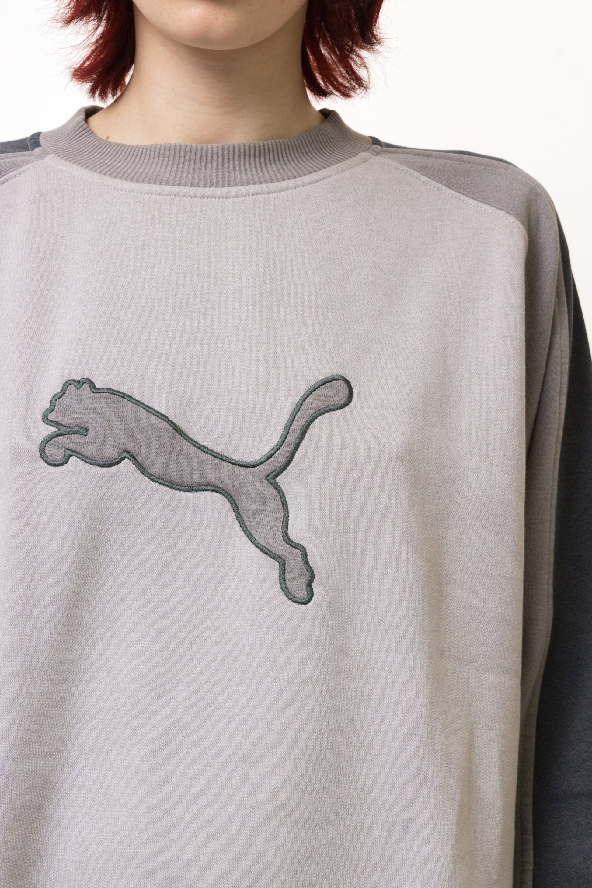 Vintage 90's PUMA BIG Logo Sweatshirt Plain Sportswear Jumper Pullover Crewneck Sweater Gray Size Small