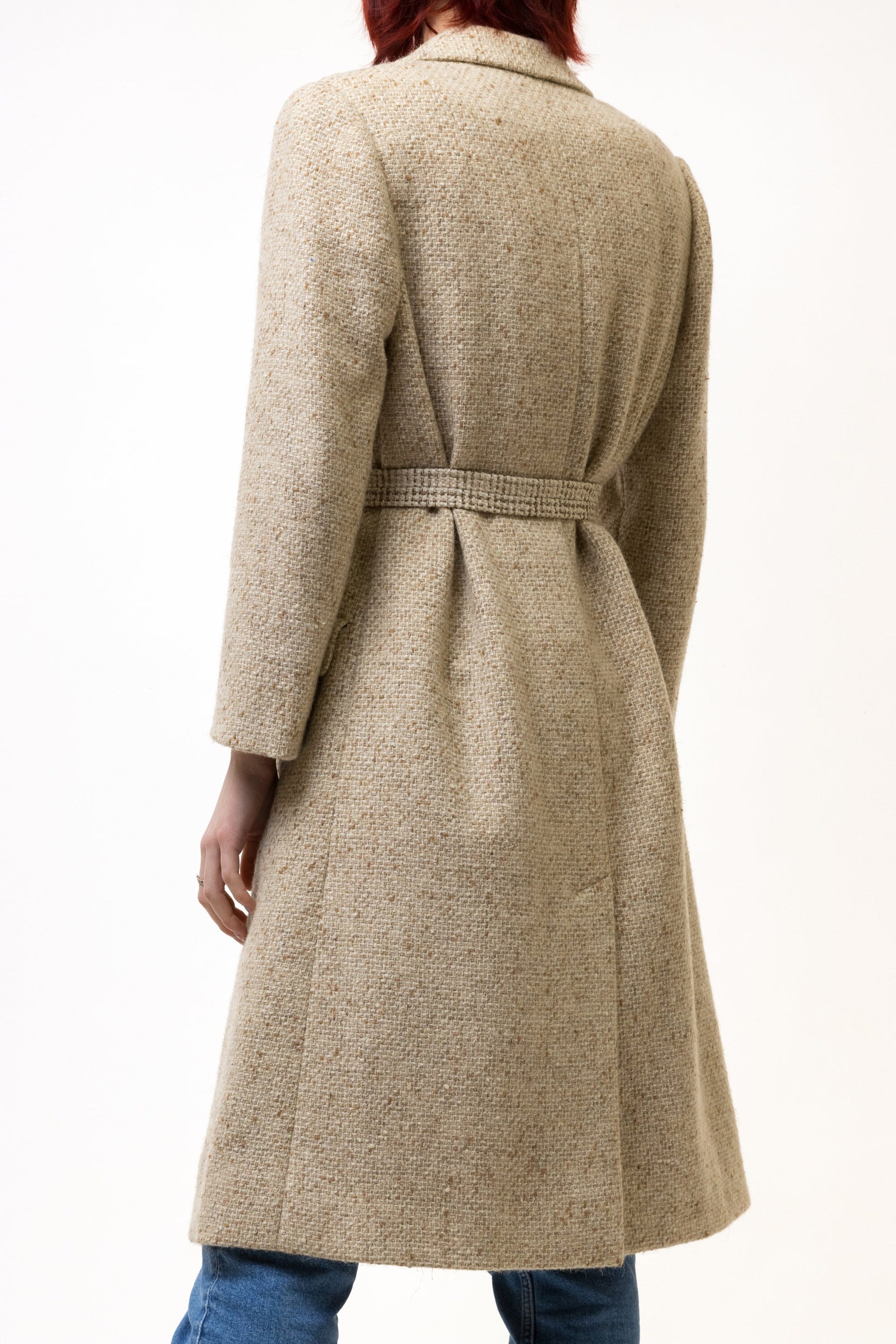 Vintage Tweed Coat Women, Beige Wool Coat, Winter Coat, Wool overcoat, winter jacket, Greatcoat, Long Coat, Maxi coat vintage Size Small S