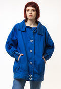 80s Vintage Woman Blue Cotton Bomber size S M Medium/ Vintage Woman Bomber/ Vintage Woman Jacket/ Vintage Woman Coat/ Vintage Clothing