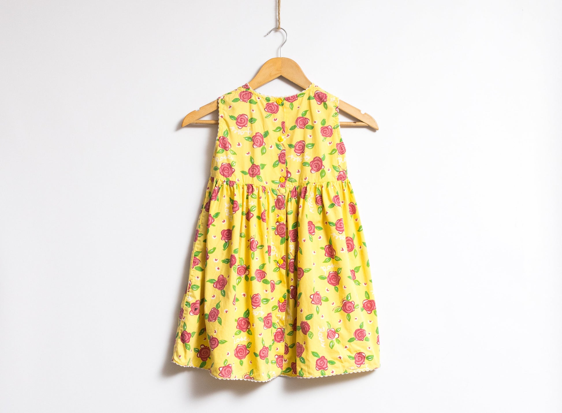 Vintage 1980s Child's Dress | White Floral Print Dress | 6 years old