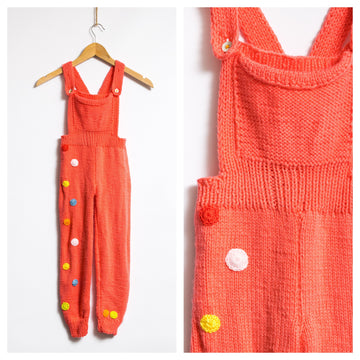 80s Vintage Kids Hand Made Knitted Romper Jumpsuit fits size 4 years old