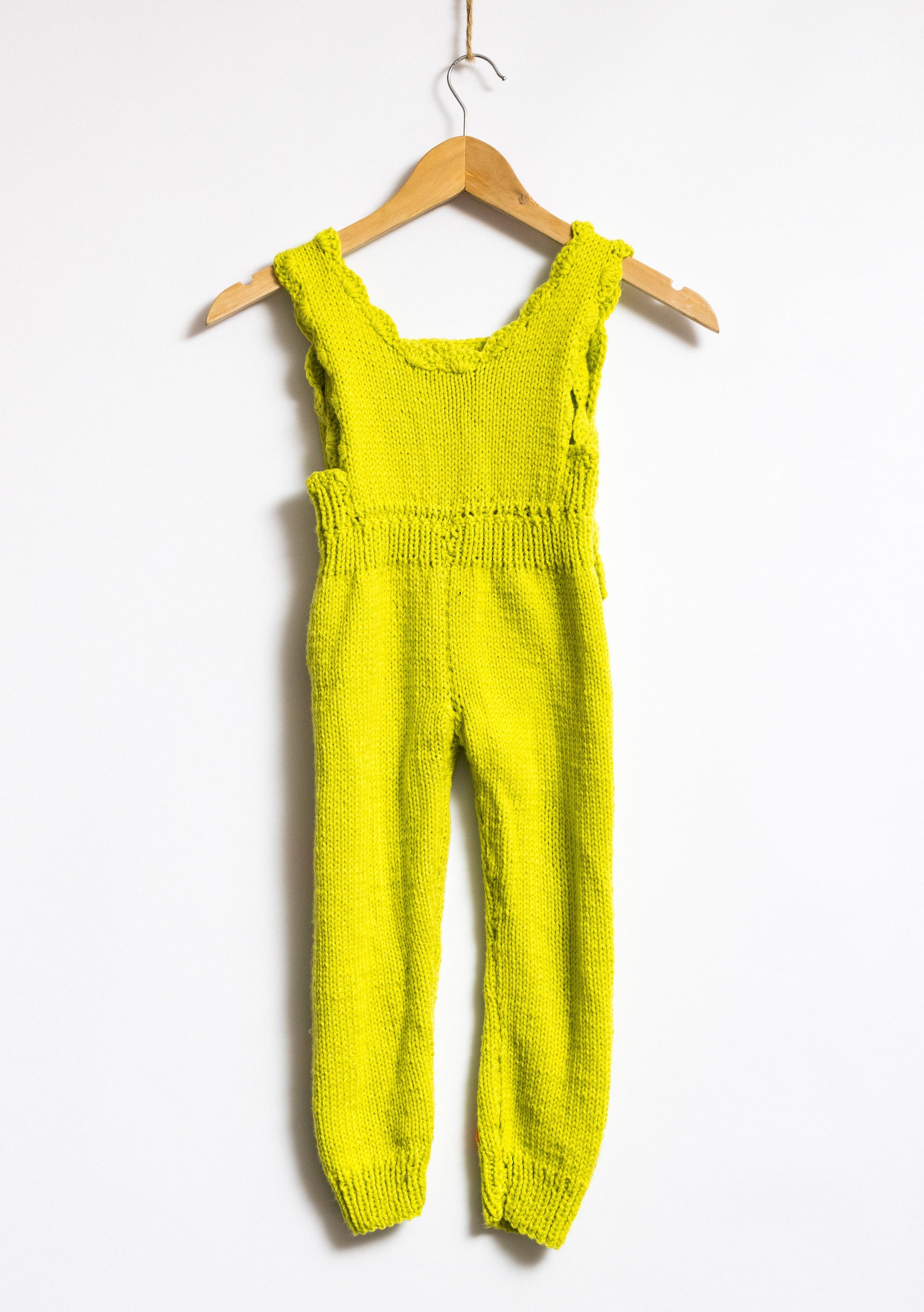 80s Vintage Kids Hand Made Knitted Romper Jumpsuit fits size 3 years old