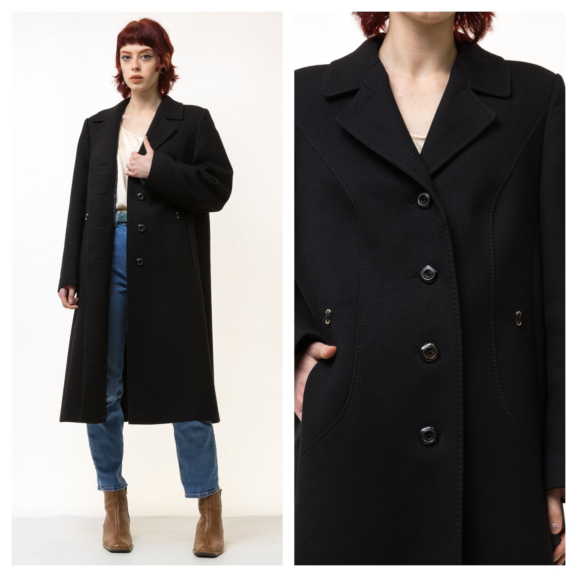 80s Woman Lambswool Coat Women Vintage 80s winter coat long wool coat outerwear maxi winter coat vintage clothing size Medium.