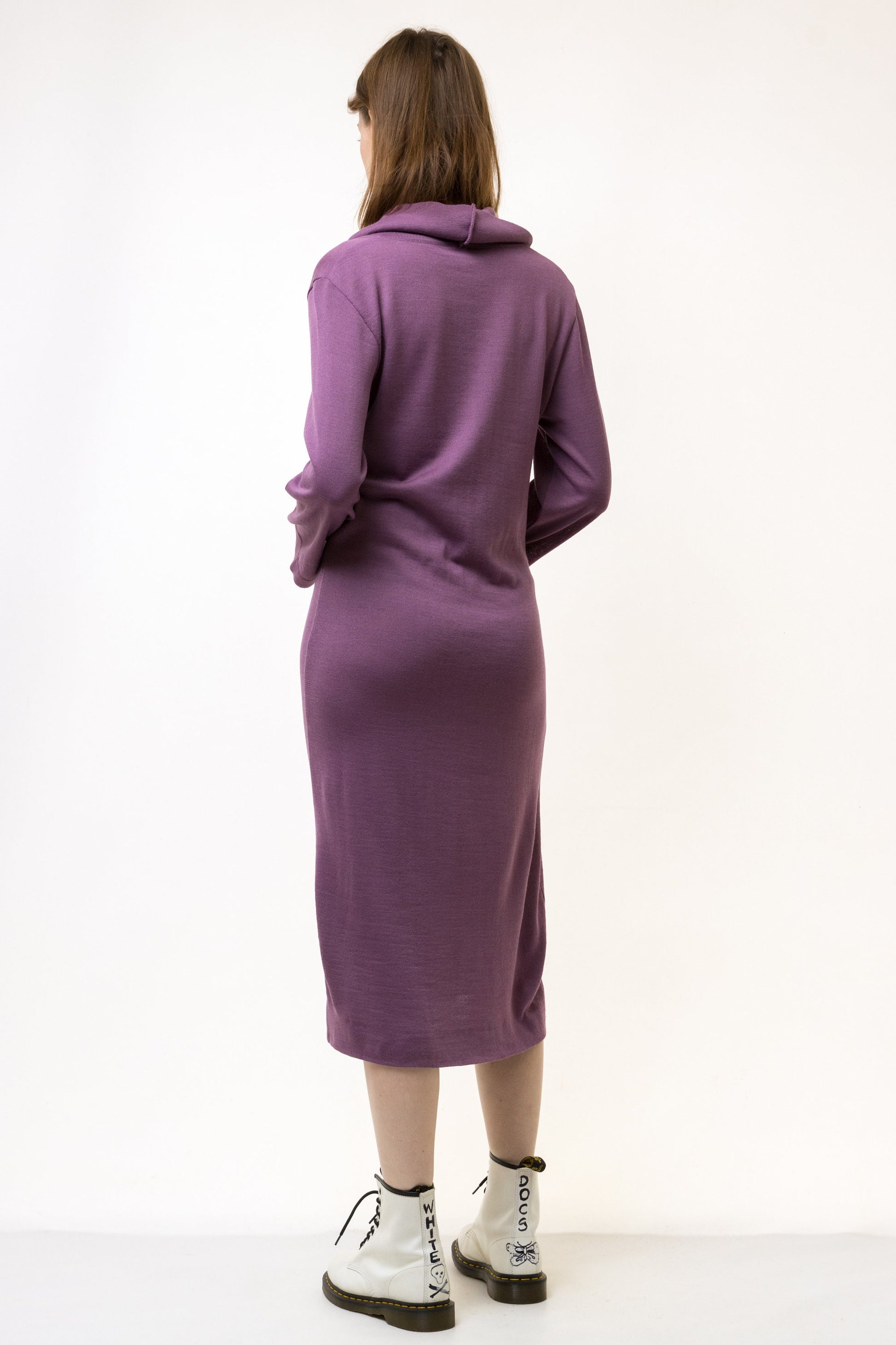 80s Vintage Y2k Midi Length Purple Pencil 50% Wool Dress size M Medium/ Vintage Woman Midi Warm Length Dress/ Vintage Woman Dress