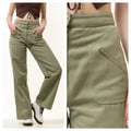 80s Vintage Khaki Cargo High Waisted Woman Fall Cotton High Waisted Moms Trousers fits size Small