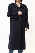 70s Woman LODEN Lambswool Navy Coat Women Vintage 70s fall coat long wool coat outerwear maxi winter coat vintage clothing size Medium