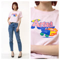 90s Vintage I Pink Graphic T Shirt - Women's L | Vintage Pink Graphic Print Crop Tee