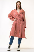 80s Vintage Vtg Rare Old Pink Vintage Maxi Long Lined Overcoat Outwear Trench Rain Coat Girlfriend Gift Present Size Large