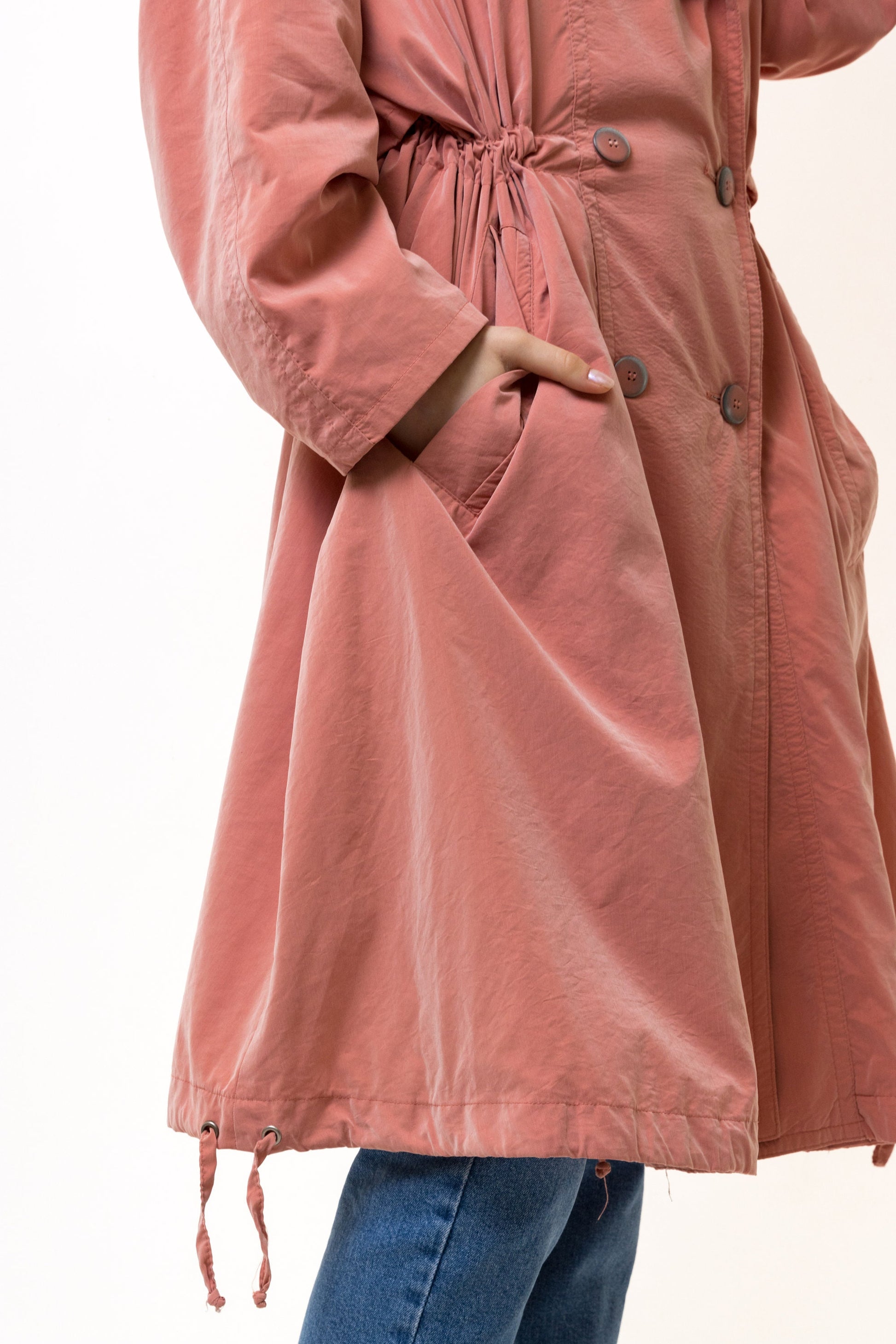 80s Vintage Vtg Rare Old Pink Vintage Maxi Long Lined Overcoat Outwear Trench Rain Coat Girlfriend Gift Present Size Large