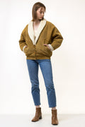 80s Vintage Suede Sheepskin Leather Shearling Fastens Coat size Medium/ Vintage Leather Winter Coat/ Vintage Woman Winter Suede Coat