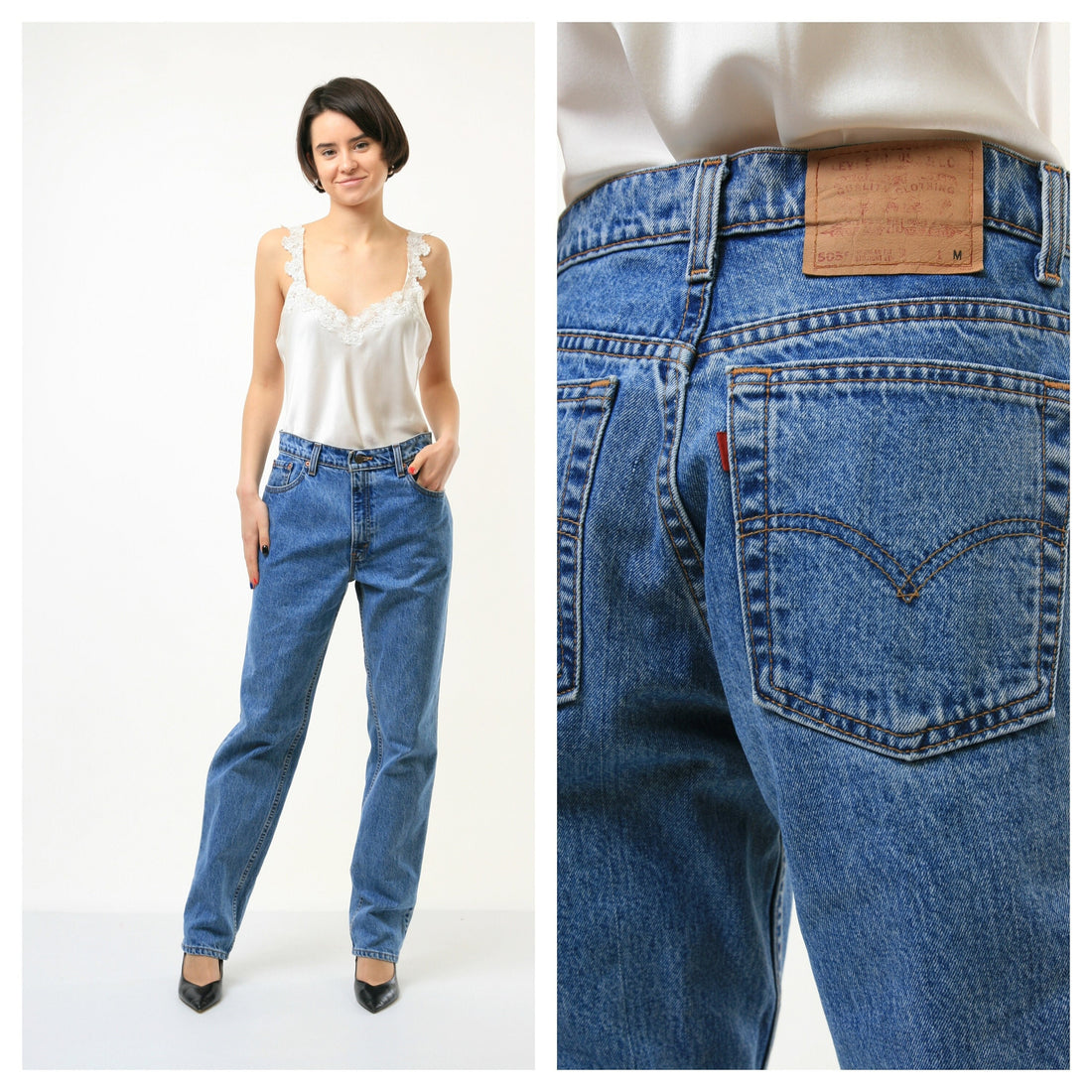 90s Levi's Woman Vintage Medium Waisted Straight Denim Trousers Size M 3701/ Vintage Woman Clothing/ Vintage Woman Levi's Jeans size Medium