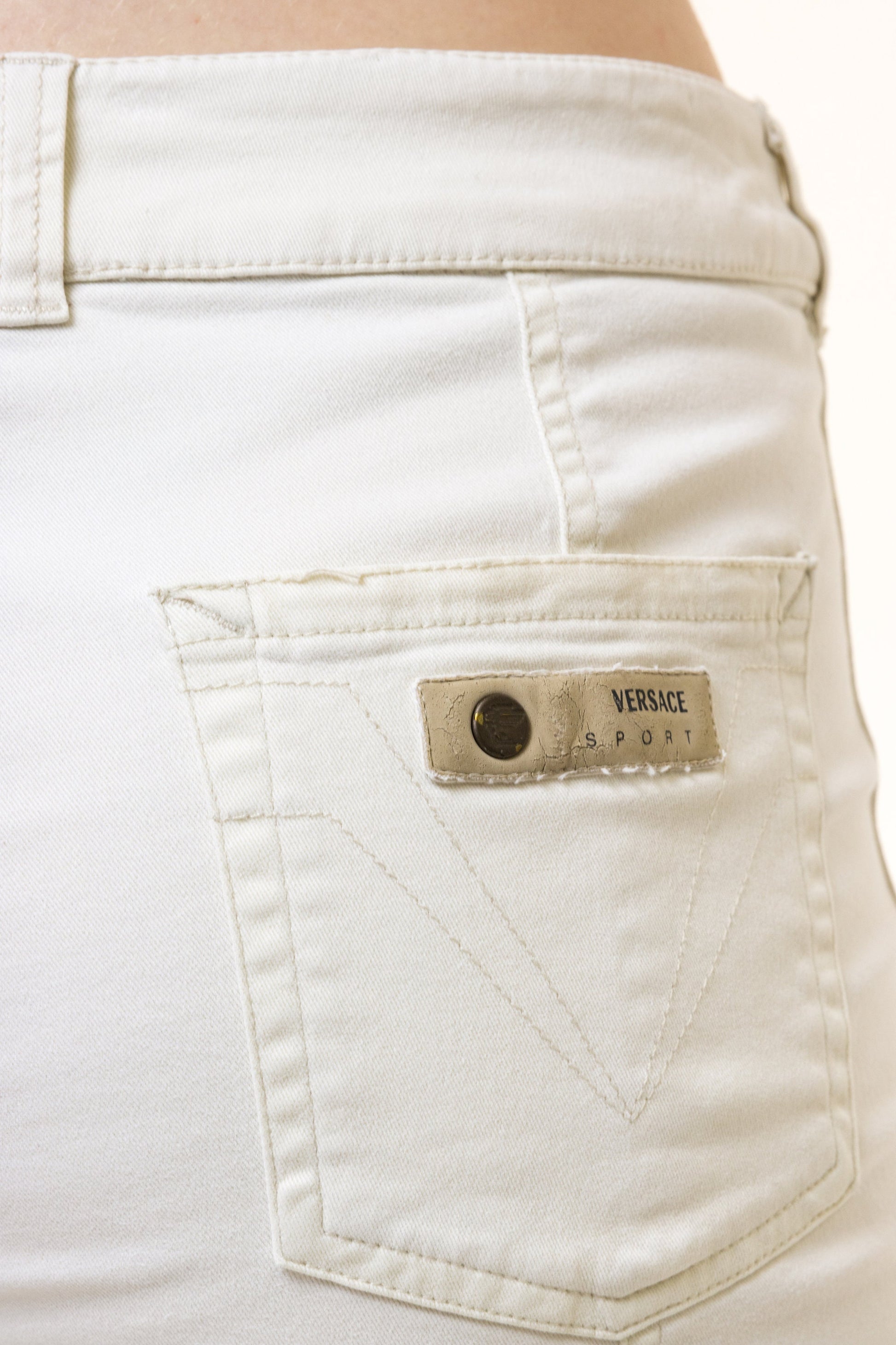 Vintage 90s Versace Sport Authentic White Pants Size Women's Small Trousers Retro Classic Work Wear 90s Luxury Style