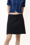 Vintage Dolce Gabbana Maglie Mid Waisted Wool Angora Dark Melangie Mini Knitted Skirt size Large 46/ Vintage Woman Skirt