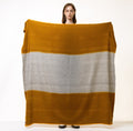 80s Vintage Ocher Wool Woolmark Gray Warm Blanket 5480/ Vintage Wool Home Blanket 150 cm on 150 cm