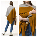 80s Vintage Ocher Wool Woolmark Gray Warm Blanket 5480/ Vintage Wool Home Blanket 150 cm on 150 cm