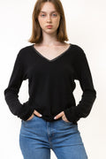 80s Vintage Woman 100% Cashmere Black Retro Woman Jumper Sweater Top in Medium/ Vintage Woman Cashmere Jumper Sweater